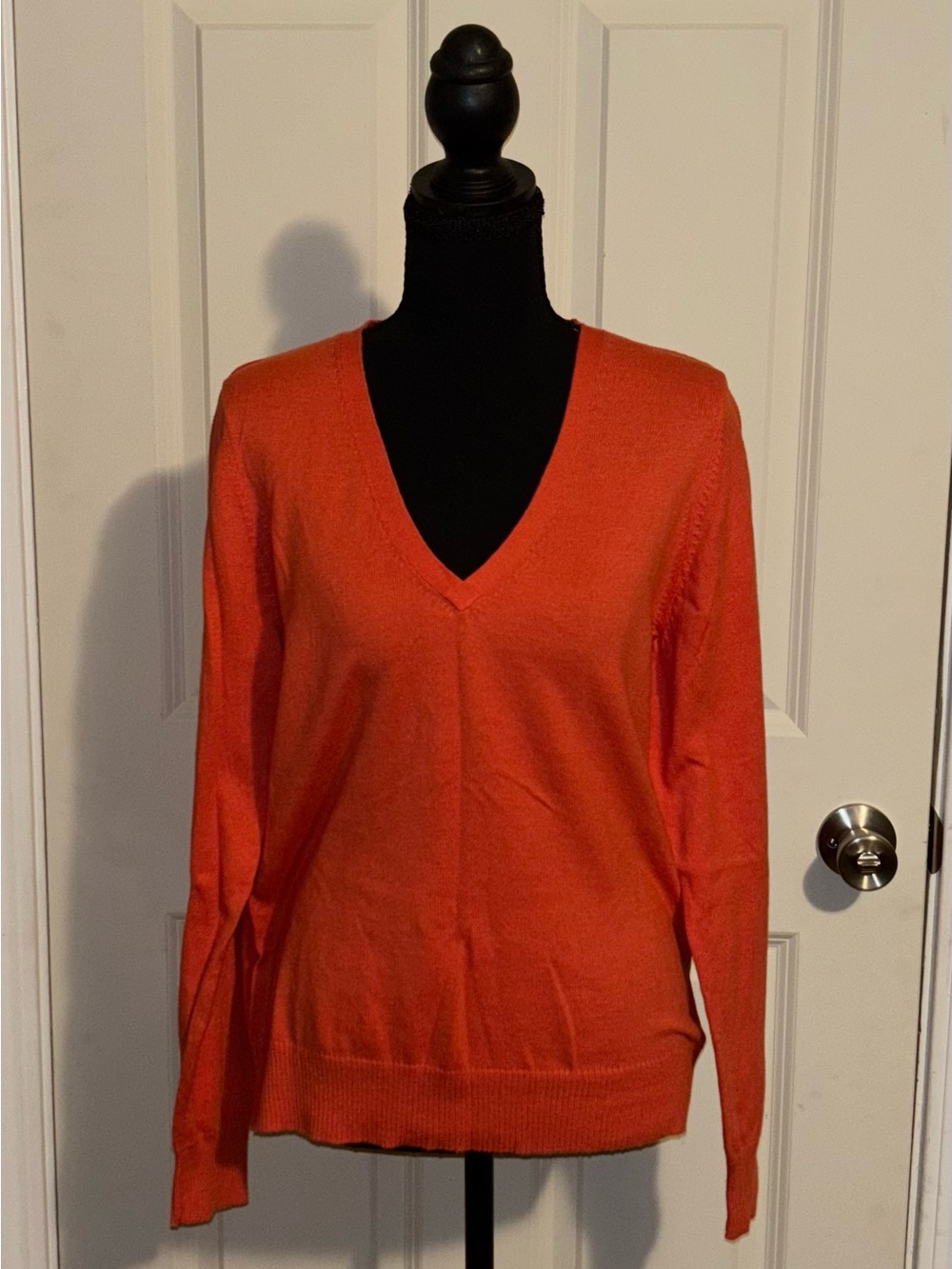 George Women's V-Neck Sweater - Bright Orange